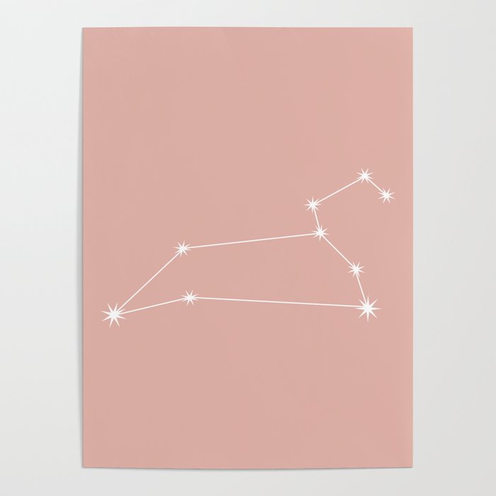LEO Pastel Pink – Zodiac Astrology Star Constellation Poster