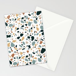 Terrazzo flooring pattern with traditional white marble rocks Stationery Card