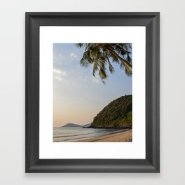 Pastel palm tree vibes | Tropical beach sunset at Tambon Phe, Thailand - Nature travel photography Framed Art Print