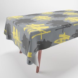 Abstract Painting Gray Grey Yellow Tablecloth