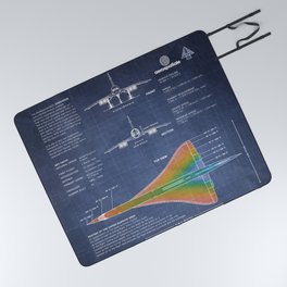 Concorde Supersonic Airliner Blueprint (dark blue) Picnic Blanket