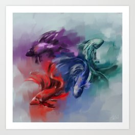 Betta Fish Digital Watercolor Art Print By Elasteel Society6
