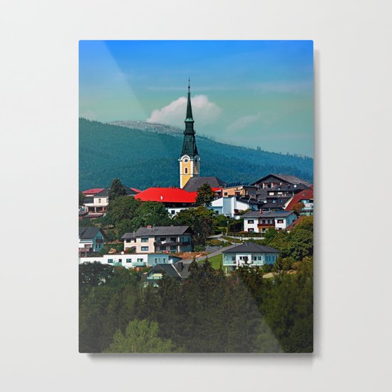 A village in autumn season Metal Print