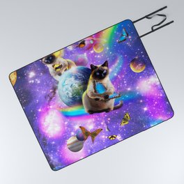 Siamese Cat Butterfly In Space Picnic Blanket