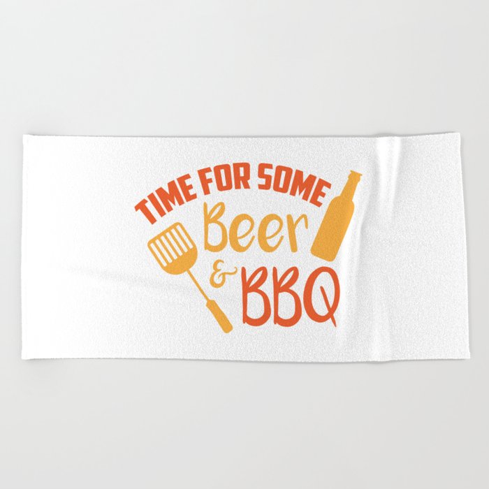 Time For Some Beer & BBQ Cool Summer Weekend Beach Towel