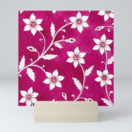 Magenta Watercolor Floral Pattern Mini Art Print
