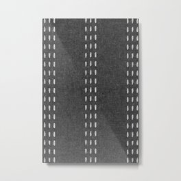 boho vertical stitch - charcoal Metal Print | Darkgrey, Woven, Midnight, Verticalstripes, Ebony, Darkgray, Tristripe, Dashedstripes, Stripeddashes, Farmhousedecor 