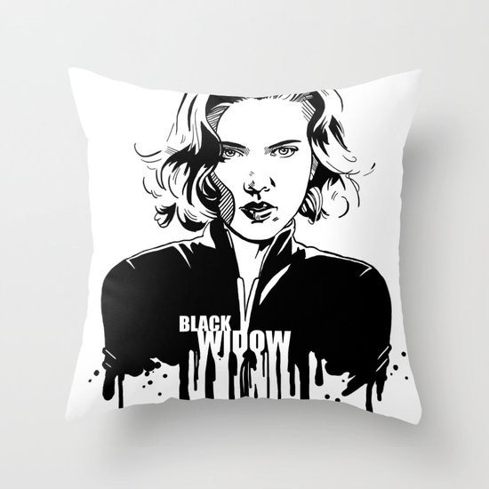 Avengers in Ink: Black Widow Throw Pillow