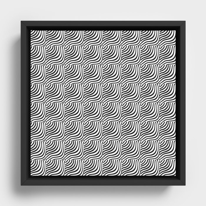 Black and White Stripe Shells Pattern Framed Canvas