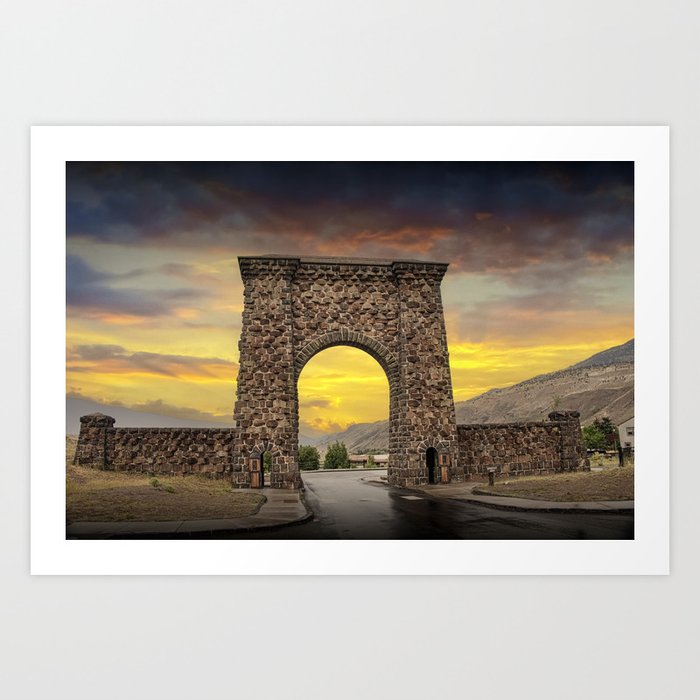 The Roosevelt Arch at the north entrance to Yellowstone National Park Art Print