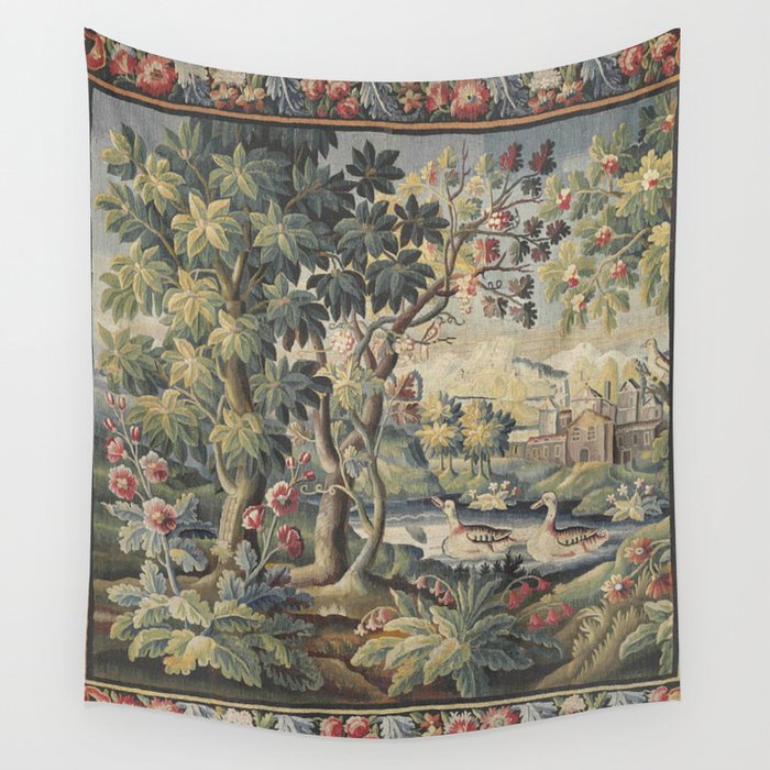 Antique Aubusson French Verdure Tapestry Wall Tapestry