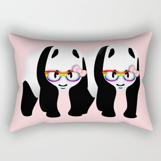 Lesbian Gay Pride Pandas Rectangular Pillow