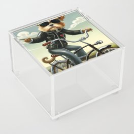 Anthropomorphic dog riding a bicycle Acrylic Box