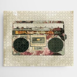 Retro Portable Stereo Music Cassette Boombox Flower Power Jigsaw Puzzle