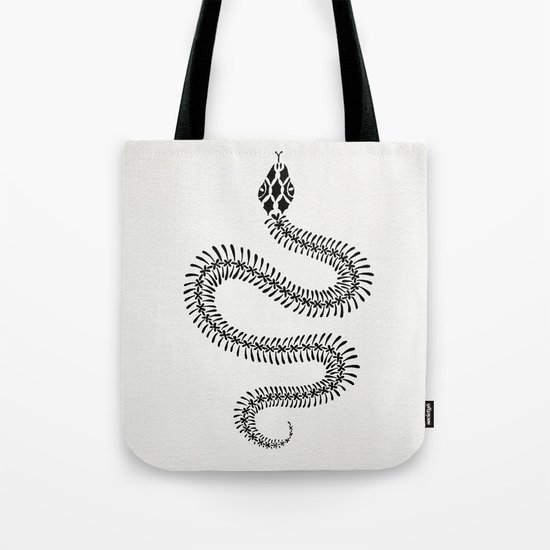 Snake Skeleton – Black Ink Tote Bag