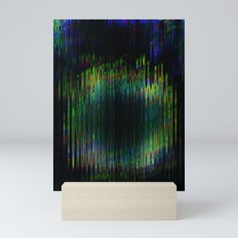 Digital green glitch Mini Art Print