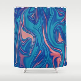 Blue and Pink Psychedelic Trippy Liquid  Shower Curtain