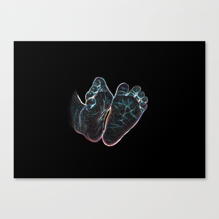 Baby Feet-Black Background Canvas Print