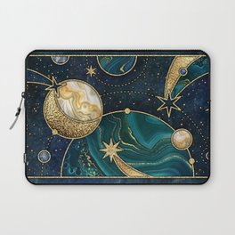 Celestial Starry Emerald Gold Cosmos Laptop Sleeve