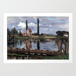 Camille Pissarro Banks of the Seine at Port Marly Art Print | Seine, Impressionism, Post Impressionism, Oil, River, Leport Marly, French, Portmarly, Nature, France 