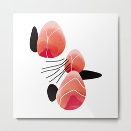 Peach Pebble Metal Print | Black And White, Abstract, Line, Ink, Graphicdesign, Illustration, Peach, Yoga, Texture, Pattern 