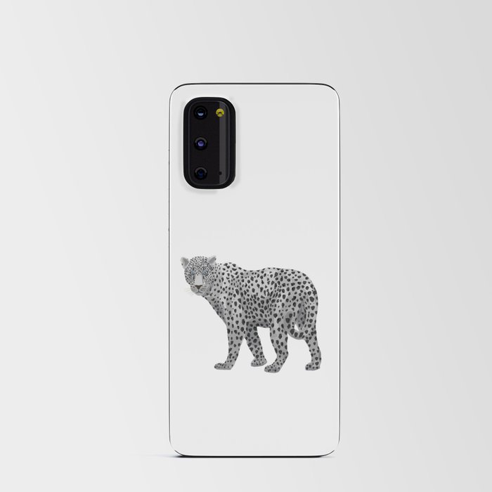 digital painting of a gray leopard Android Card Case