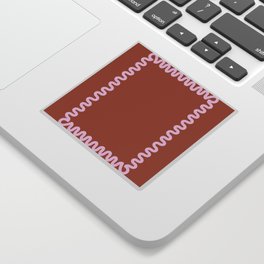 Waves Square Frame - Brown Sticker