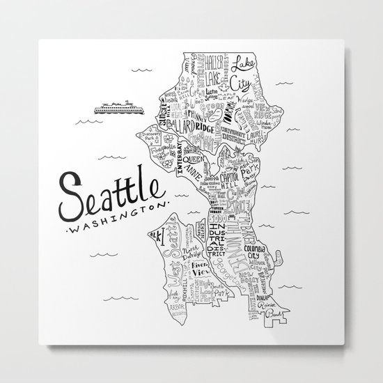 Seattle Map Metal Print