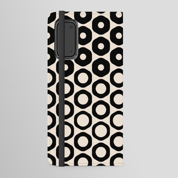 Vrittam Geometric Modern Minimalist Pattern in Black and Almond Cream Android Wallet Case
