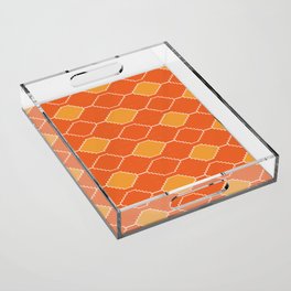 70s 60s Retro Orange Mid-Century Kilim Pattern Acrylic Tray