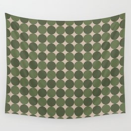 Retro Dots Geometric Pattern Green Tones Wall Tapestry