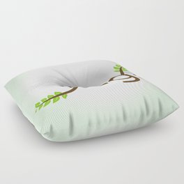 Yoga asana and green leaves typography Floor Pillow