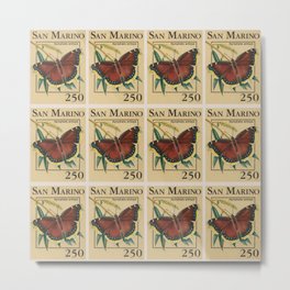 San Marino butterflies post stamp collage Metal Print