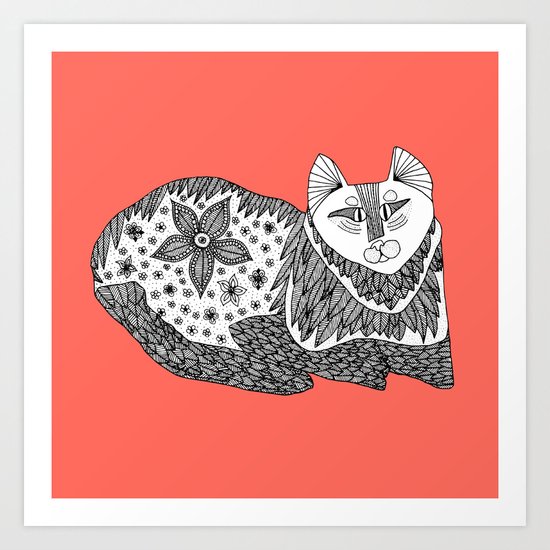 peach cat Art Print
