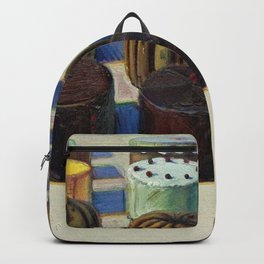 Art By Wayne Thiebaud 1920 Backpack | Candy, Cakes, Painting, Dessertpainting, Pastrypinting, Sweet, Waynetcakes, Pastry, Waynethiebaudcakes, Gumballmachine 