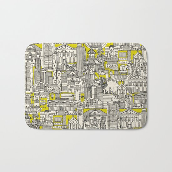 Hong Kong toile de jouy chartreuse Bath Mat