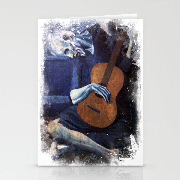 Pablo Picasso The Old Guitarrist 1903 Grunge Artwork Shirt, Reproduction Stationery Cards