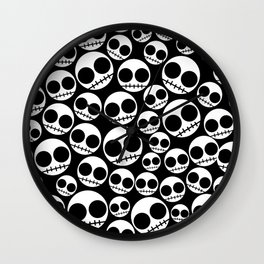 Skulls Skeleton Halloween Pattern Wall Clock