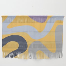 Colorful abstract waves - yellow, blue, grey, navy blue, purple Wall Hanging