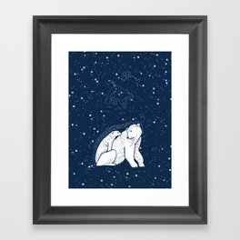 Polar Bear and Constellation Arctic Night Sky Stars Framed Art Print