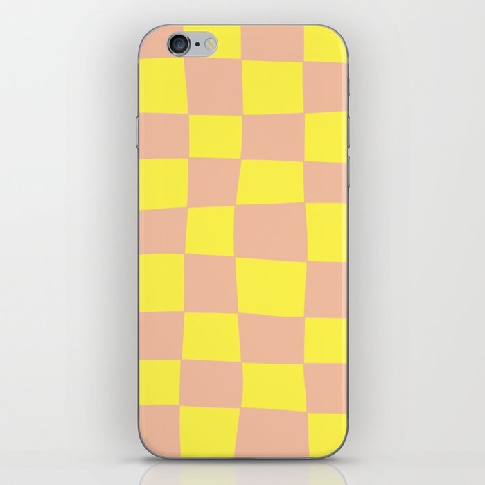 Hand Drawn Checkerboard Pattern (pink/yellow) iPhone Skin