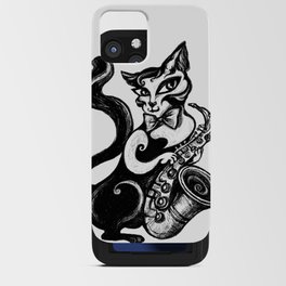 Cat playing saxophone iPhone Card Case