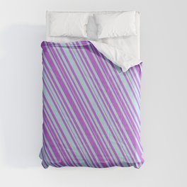 [ Thumbnail: Powder Blue & Orchid Colored Lined Pattern Comforter ]