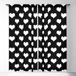 Black And White Hearts Minimalist Line Drawing Blackout Curtain