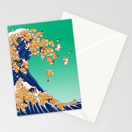 Christmas Shiba Inu The Great Wave Stationery Card