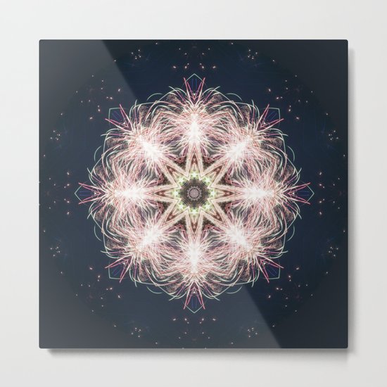 New year colorful sparkly fireworks mandala Metal Print