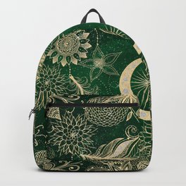 Gold Green Dream Catcher Feathers Mandala Backpack