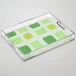 Mid-Century Modern Squares Lines Yellow Green Acrylic Tray