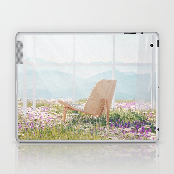 One with nature; bio home of the future with meadows of flowers and solar windows color magical realism photograph / photography Laptop & iPad Skin