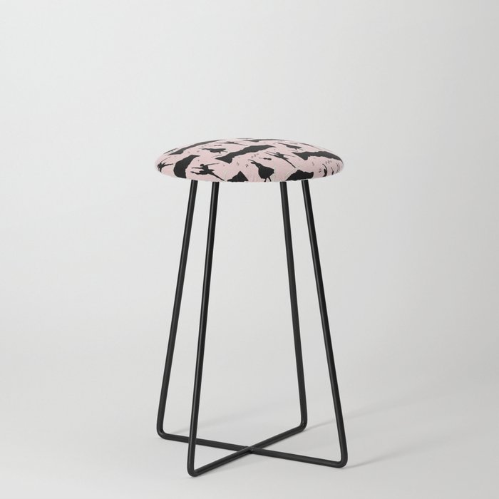 Two ballerina figures in black on pink paper Counter Stool
